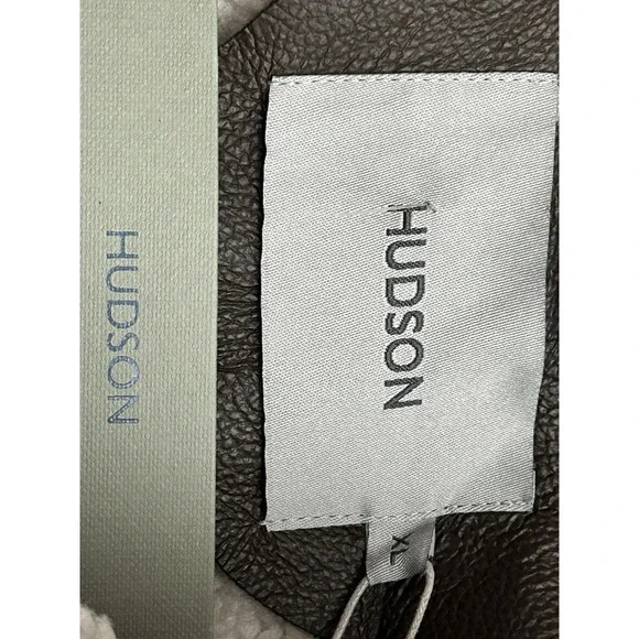 Hudson Jeans Faux Brown Shearling-Collar Bomber Jacket XL. NWT $238.00 - Picture 7 of 9